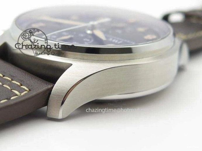 MIROTIME 0216 Pilot Chrono SS IW387808 CF3 ZF 1:1 Best Edition On Brown Leather Strap A Soft 7328